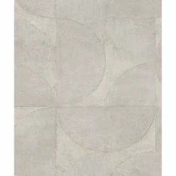 Vintage Deluxe Papier peint Graphic Circle Look Gris et beige