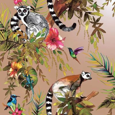DUTCH WALLCOVERINGS Papier peint Lemur Doré rose 1 DUTCH WALLCOVERINGS Papier peint Lemur Doré rose