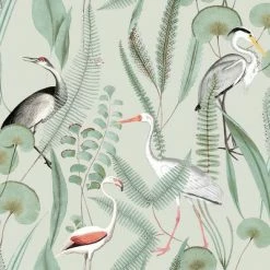 DUTCH WALLCOVERINGS Papier peint Flamingo Menthe