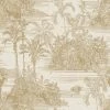 DUTCH WALLCOVERINGS Papier peint Tropical Beige et doré