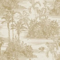 DUTCH WALLCOVERINGS Papier peint Tropical Beige et doré