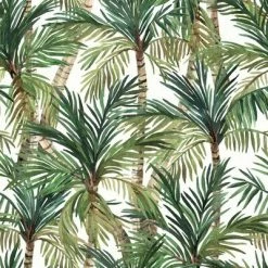 DUTCH WALLCOVERINGS Papier peint Palm Trees Vert et blanc
