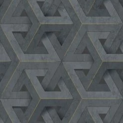 DUTCH WALLCOVERINGS Papier peint Onyx Anthracite et doré