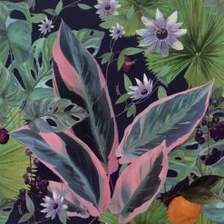 DUTCH WALLCOVERINGS Papier peint Passion Flower Bleu marine et vert