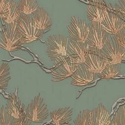 DUTCH WALLCOVERINGS Papier peint Motif avec pins Vert -Papiers peints Soldes image 3 437397