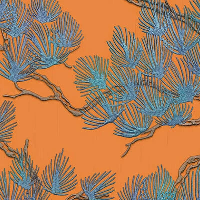 DUTCH WALLCOVERINGS Papier peint Motif avec pins Bleu et orange 3 DUTCH WALLCOVERINGS Papier peint Motif avec pins Bleu et orange – Image 3