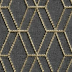 DUTCH WALLCOVERINGS Papier peint avec motif hexagonal Noir et doré -Papiers peints Soldes image 3 437405