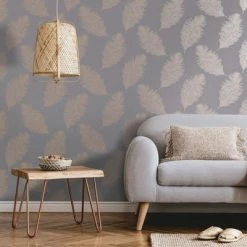 DUTCH WALLCOVERINGS Papier peint Fawning Feather Gris et doré rose -Papiers peints Soldes image 3 437412