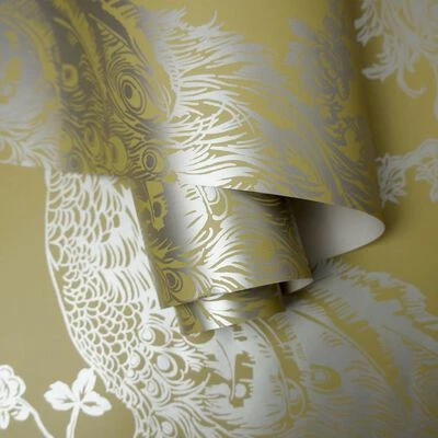 DUTCH WALLCOVERINGS Papier peint Paon Jaune et argenté 3 DUTCH WALLCOVERINGS Papier peint Paon Jaune et argenté – Image 3