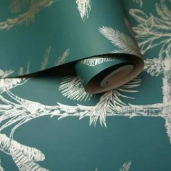 DUTCH WALLCOVERINGS Papier peint Arbres Bleu sarcelle et argenté -Papiers peints Soldes image 3 437419