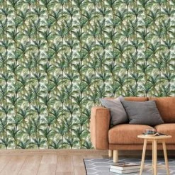 DUTCH WALLCOVERINGS Papier peint Palm Trees Vert et blanc -Papiers peints Soldes image 3 442567