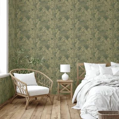 DUTCH WALLCOVERINGS Papier peint Joelle Vert et doré 3 DUTCH WALLCOVERINGS Papier peint Joelle Vert et doré – Image 3