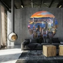 WallArt Papier peint cercle Skyline by Night 190 cm -Papiers peints Soldes image 4 440351