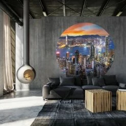 WallArt Papier peint cercle Skyline by Night 142,5 cm 9 WallArt Papier peint cercle Skyline by Night 142,5 cm -Papiers peints Soldes image 4 440352