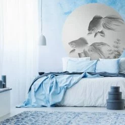 WallArt Papier peint cercle Two Goldfish 190 cm -Papiers peints Soldes image 4 440363