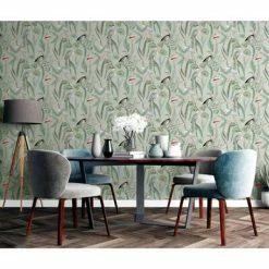 DUTCH WALLCOVERINGS Papier peint Flamingo Menthe -Papiers peints Soldes image 4 442564