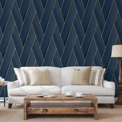 DUTCH WALLCOVERINGS Papier peint Geometric Bleu et doré 9 DUTCH WALLCOVERINGS Papier peint Geometric Bleu et doré -Papiers peints Soldes image 4 442574