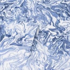 DUTCH WALLCOVERINGS Papier peint Liquid Marble Bleu -Papiers peints Soldes image 4 442601