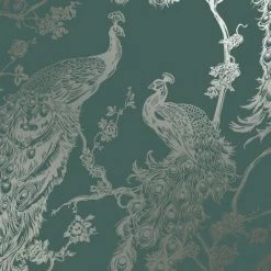 DUTCH WALLCOVERINGS Papier peint Paon Vert et argenté -Papiers peints Soldes image 5 437418