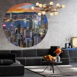 WallArt Papier peint cercle Skyline by Night 190 cm -Papiers peints Soldes image 5 440351