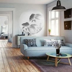 WallArt Papier peint cercle Two Goldfish 190 cm -Papiers peints Soldes image 5 440363