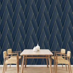 DUTCH WALLCOVERINGS Papier peint Geometric Bleu et doré 10 DUTCH WALLCOVERINGS Papier peint Geometric Bleu et doré -Papiers peints Soldes image 5 442574