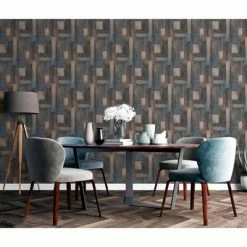 DUTCH WALLCOVERINGS Papier peint Wood Bleu et marron -Papiers peints Soldes image 5 442584