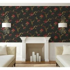 DUTCH WALLCOVERINGS Papier peint Flower Noir -Papiers peints Soldes image 5 442587