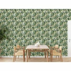 DUTCH WALLCOVERINGS Papier peint Palm Trees Vert et blanc -Papiers peints Soldes image 6 442567