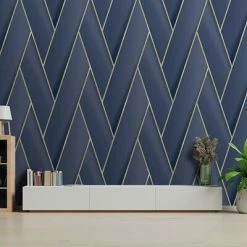 DUTCH WALLCOVERINGS Papier peint Geometric Bleu et doré 11 DUTCH WALLCOVERINGS Papier peint Geometric Bleu et doré -Papiers peints Soldes image 6 442574